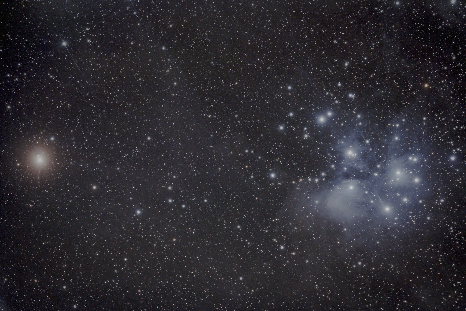 Pleiades Mars Convergence — original astrophotography by Jesse Krautwurst