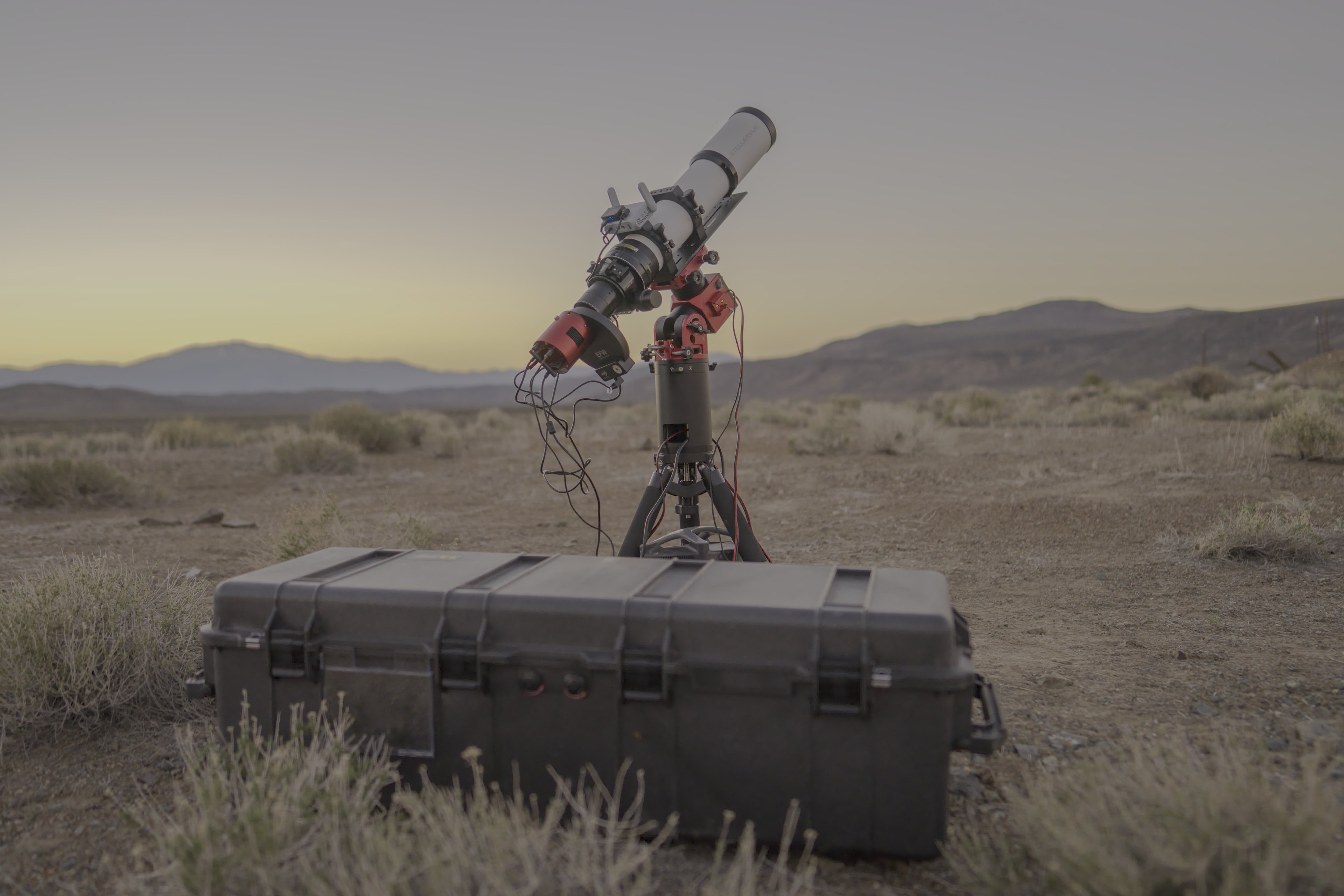Telescope setup under the night sky for astrophotography
